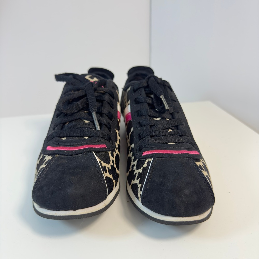 Tommy Hilfiger TWPRINCESS Sneakers Womens 7M Black Pink Monogram Logo Lace Up - Picture 5 of 16